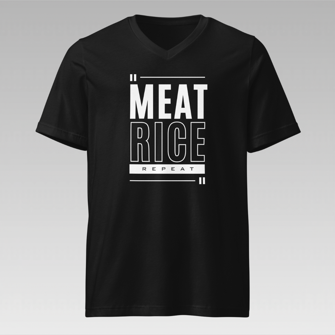 Meat, Rice, Repeat V-Neck T-Shirt