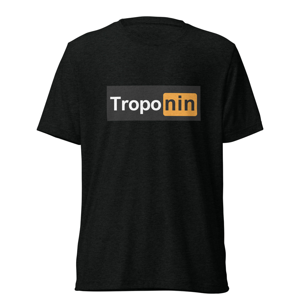 
                  
                    Troponin Hub T-Shirt - Durable tri-blend fabric offering a vintage, fitted look with a perfect balance of polyester, cotton, and rayon for long-lasting comfort.
                  
                